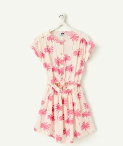 Robe fille imprimé palmiers roses