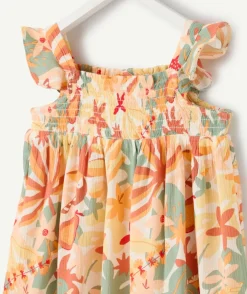 Robe fille imprimé tropical à volants