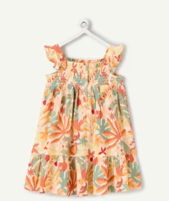 Robe fille imprimé tropical à volants