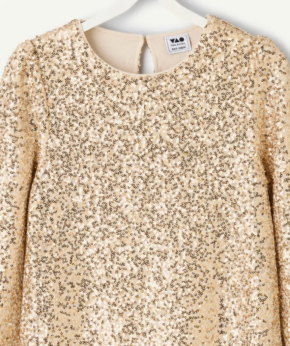 Robe fille à sequins couleur dorée