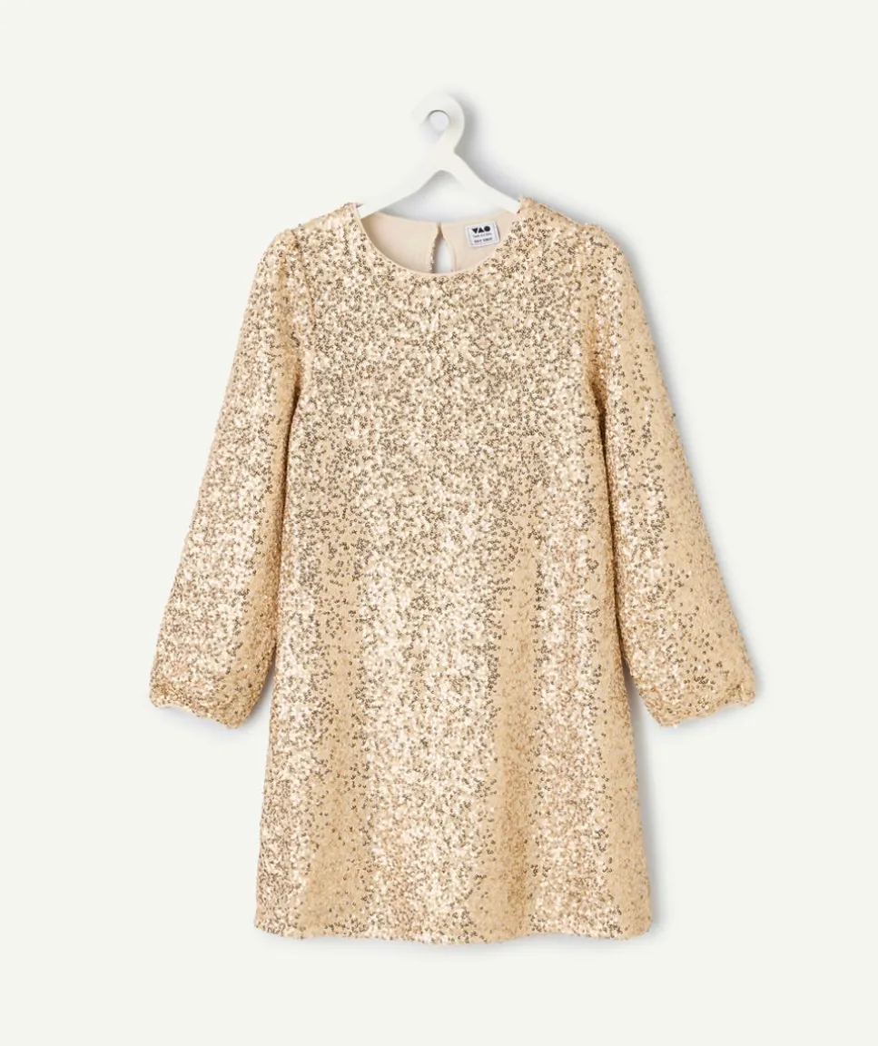 Robe fille à sequins couleur dorée