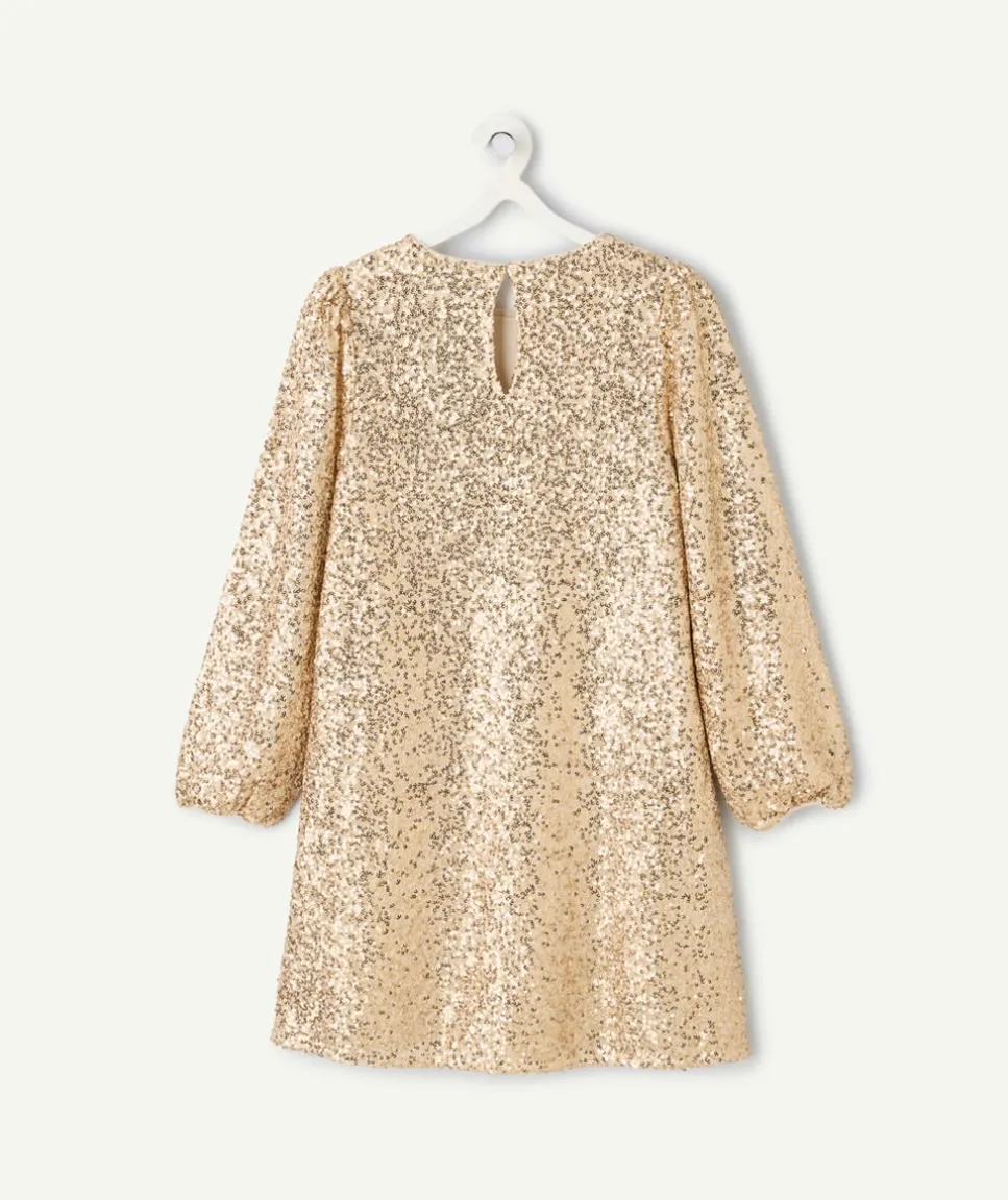 Robe fille à sequins couleur dorée