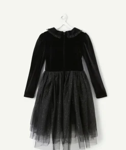 Robe fille velours noire à paillettes