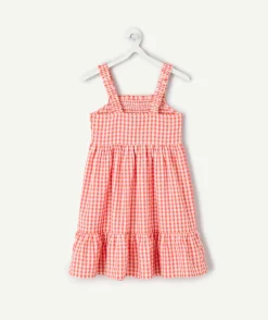 Robe fille vichy coton rouge
