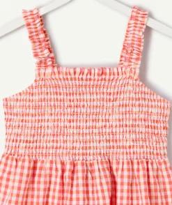 Robe fille vichy coton rouge