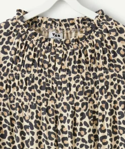 Robe fille volantée imprimé léopard