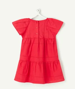 Robe manches courtes bébé fille brodé rouge
