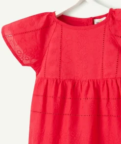 Robe manches courtes bébé fille brodé rouge