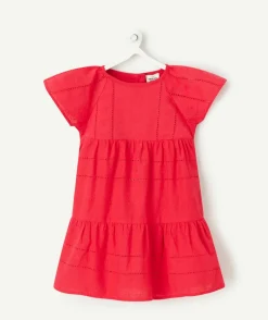 Robe manches courtes bébé fille brodé rouge