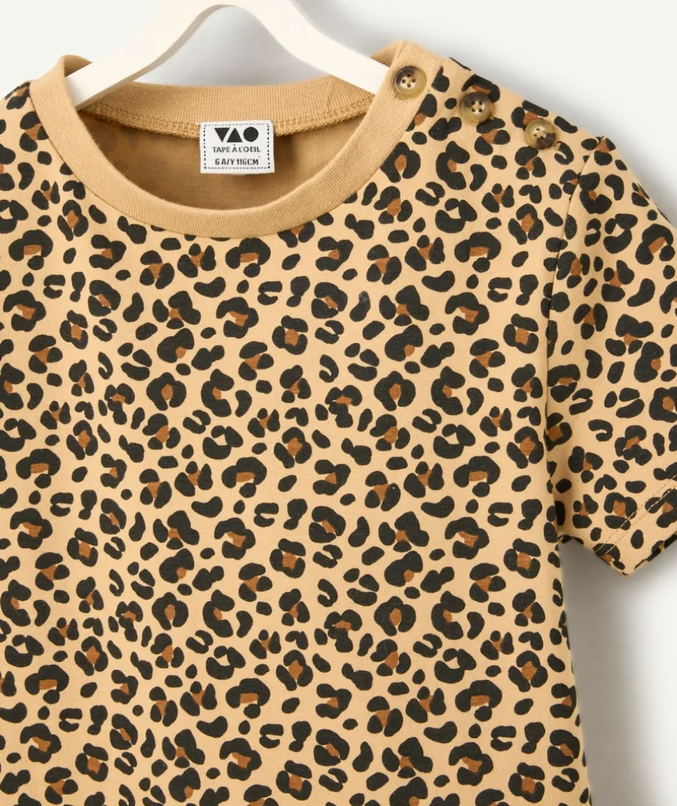 Robe manches courtes pour fille léopard