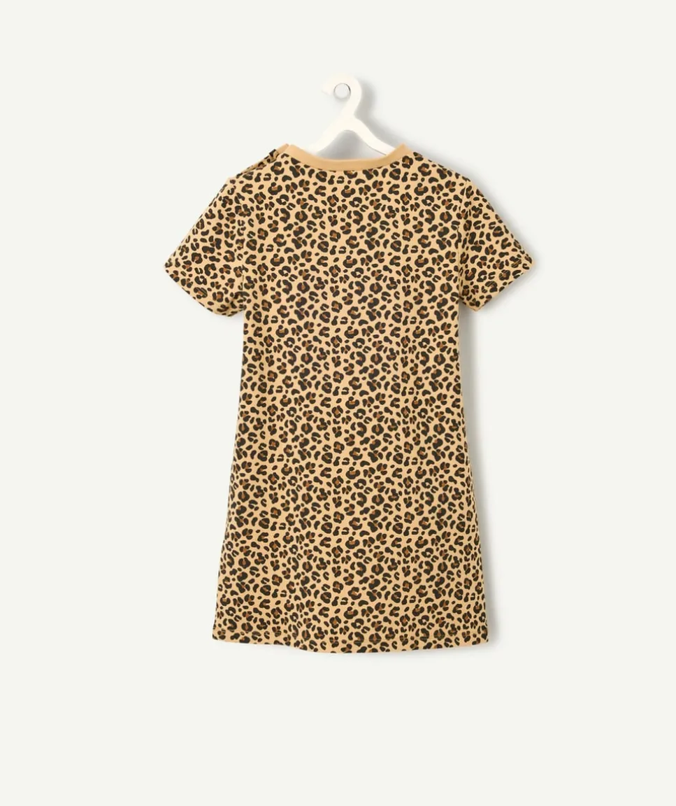 Robe manches courtes pour fille léopard