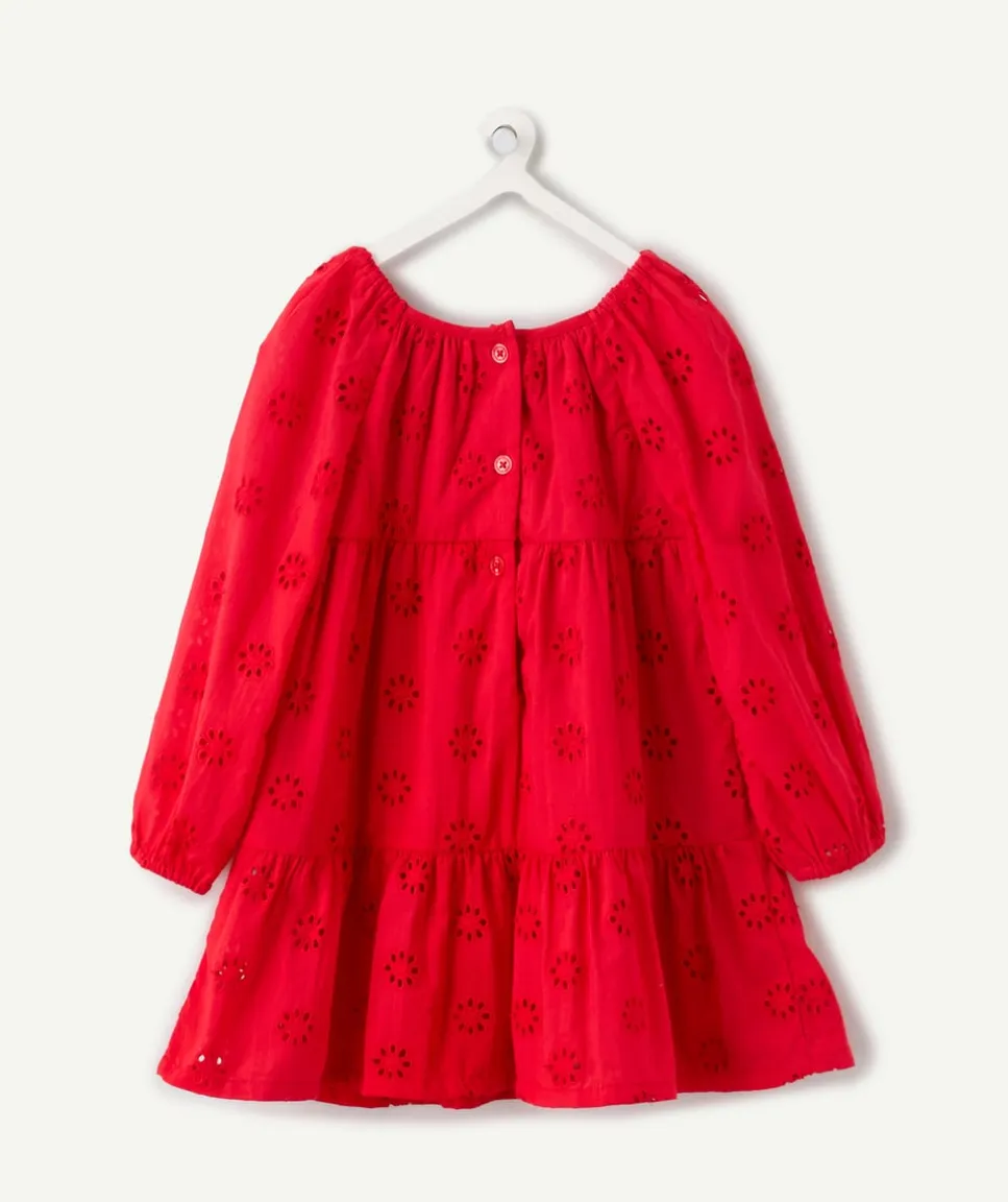 Robe manches longues bébé fille rouge broderie
