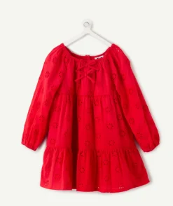 Robe manches longues bébé fille rouge broderie