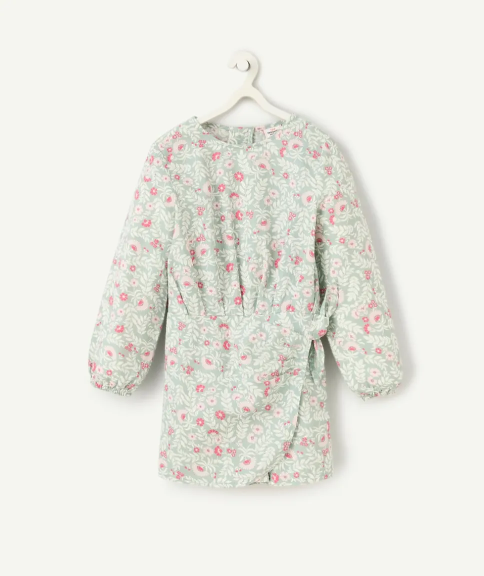 Robe manches longues fille en coton bio