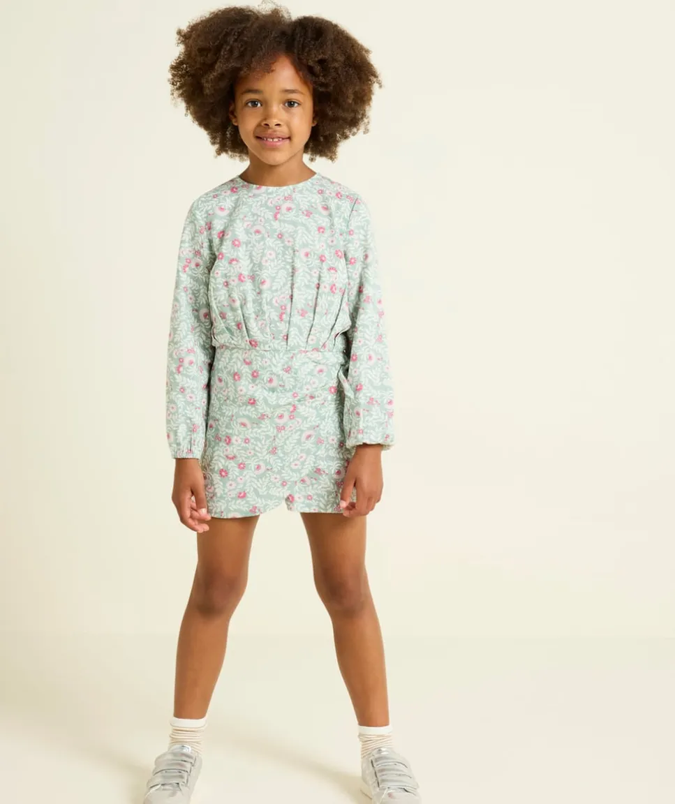 Robe manches longues fille en coton bio