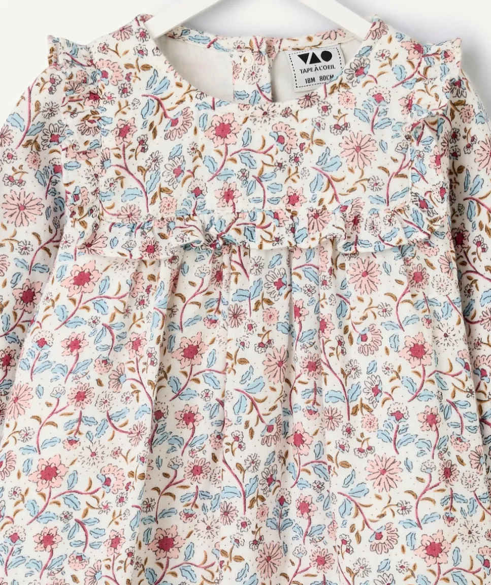 Robe manches longues fille imprimé floral