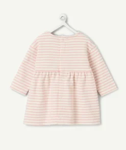 Robe manches longues naissance fille rayée rose