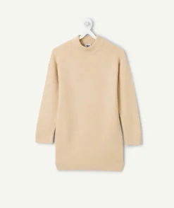 Robe pull fille beige