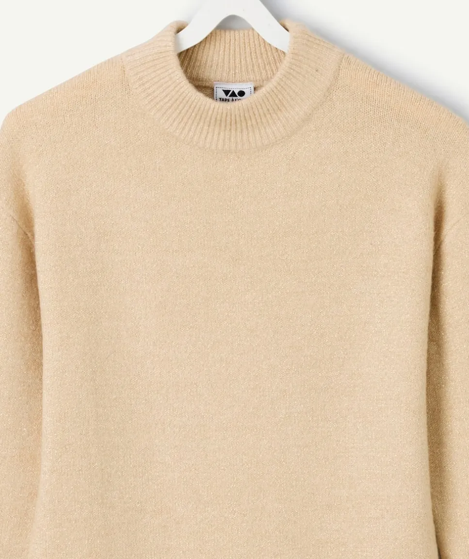 Robe pull fille beige