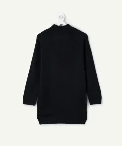 Robe pull fille noire en maille