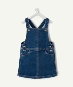 Robe salopette bébé fille denim bleu