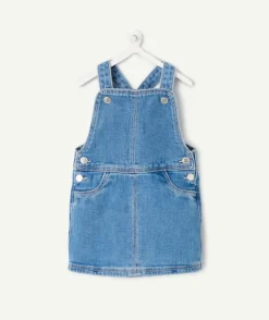 Robe salopette bébé fille en denim bleue