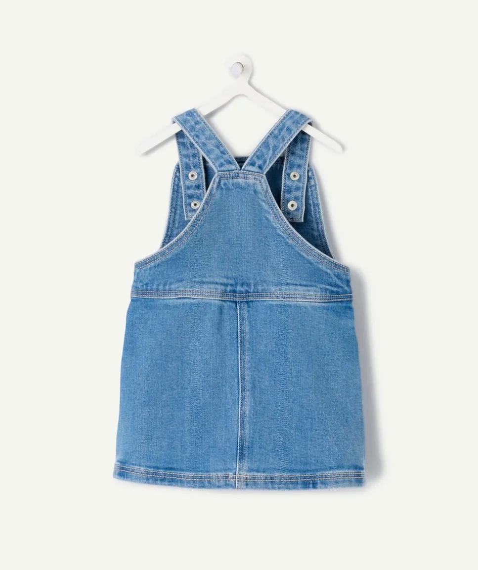 Robe salopette bébé fille en denim bleue