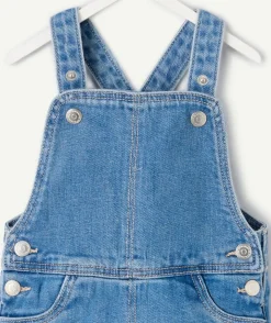 Robe salopette bébé fille en denim bleue