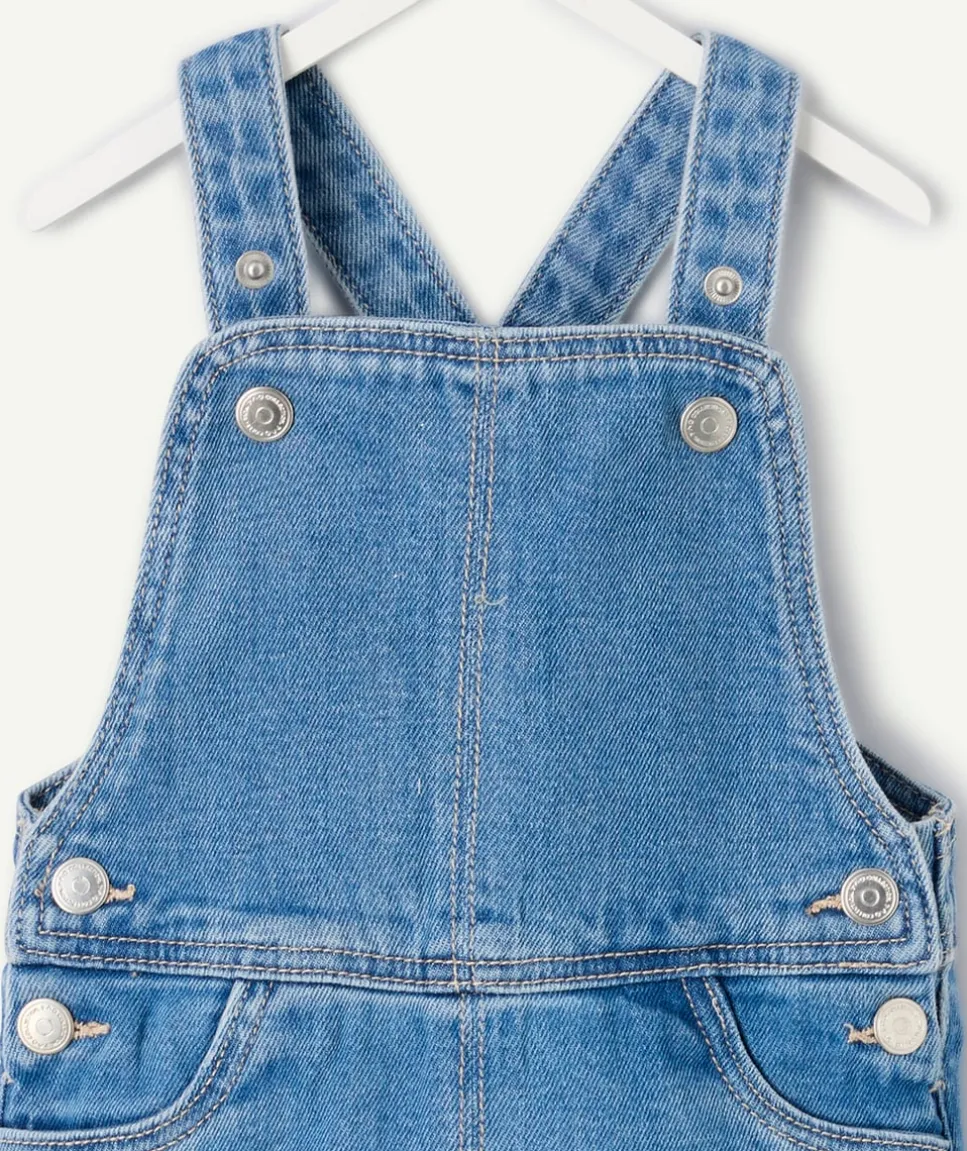 Robe salopette bébé fille en denim bleue