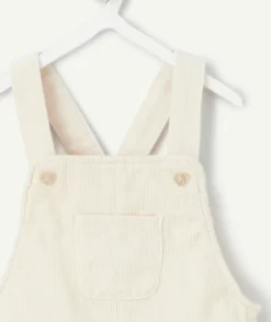 Robe salopette bébé fille en velours beige