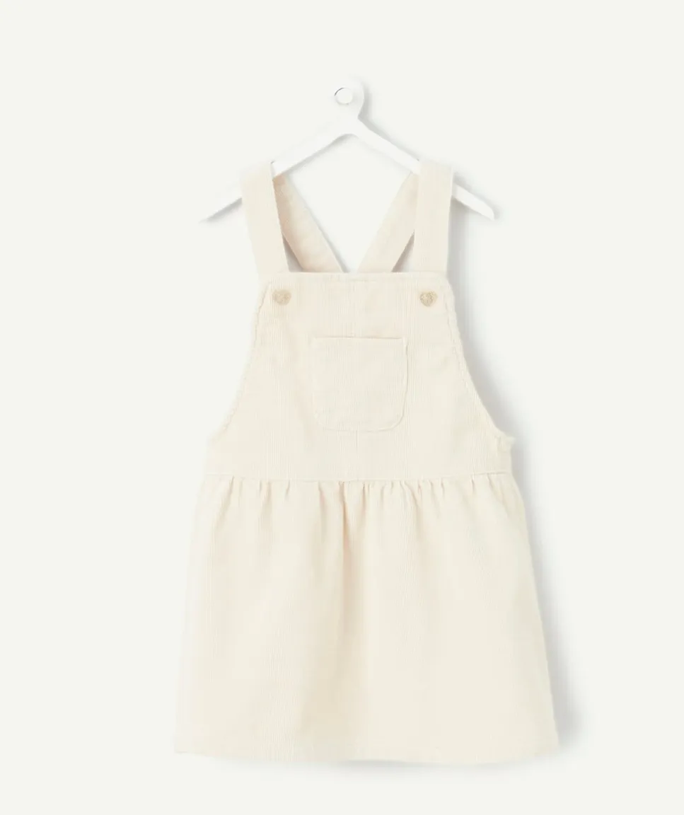 Robe salopette bébé fille en velours beige