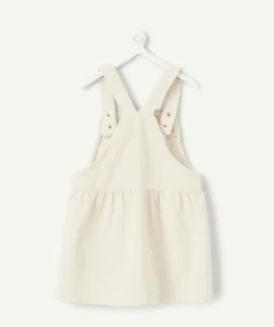 Robe salopette bébé fille en velours beige