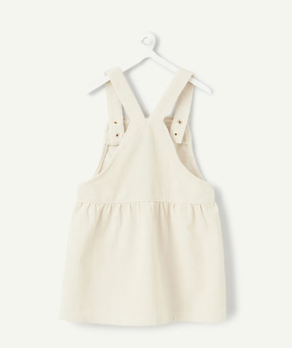 Robe salopette bébé fille en velours beige