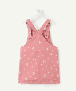 Robe salopette bébé fille rose imprimée fleurs