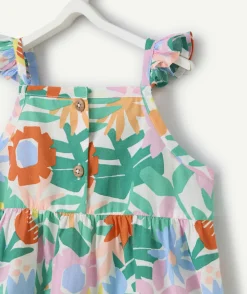 Robe sans manches bébé fille en coton bio imprimé fleurs