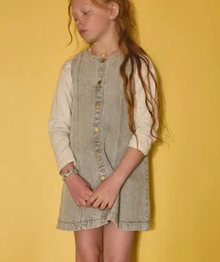 Robe sans manches fille denim gris