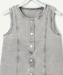 Robe sans manches fille denim gris