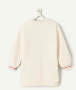 Robe sweat fille beige à message