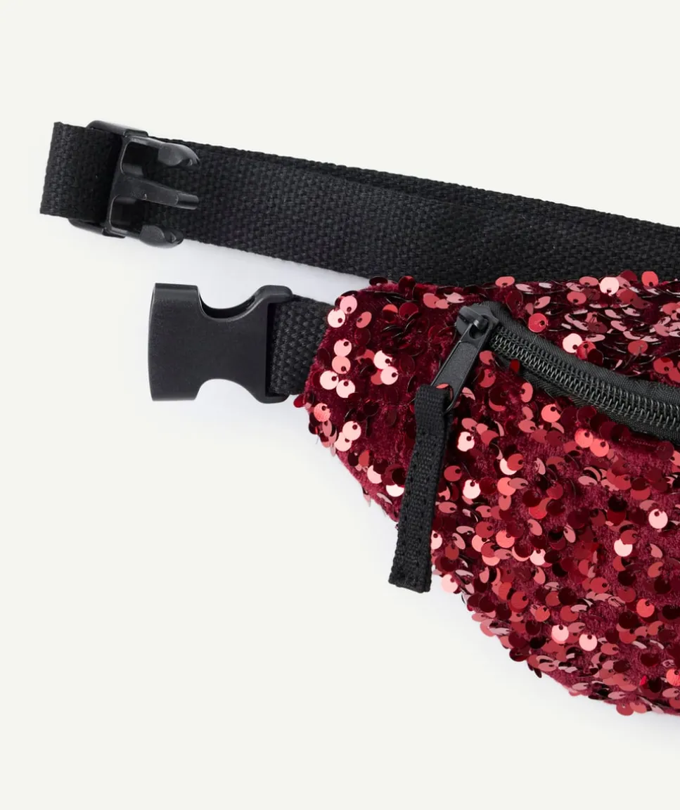 Sac banane fille sequins rouges