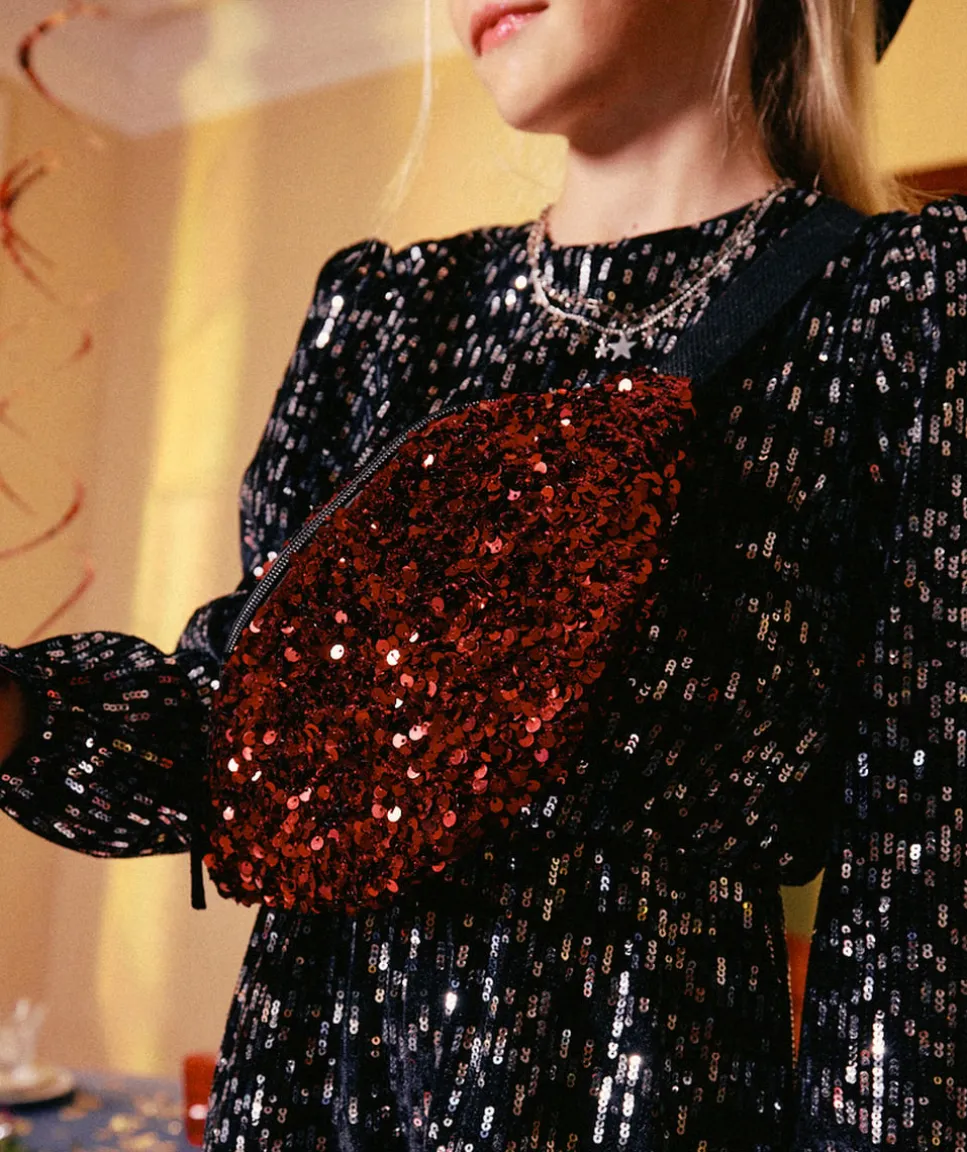 Sac banane fille sequins rouges