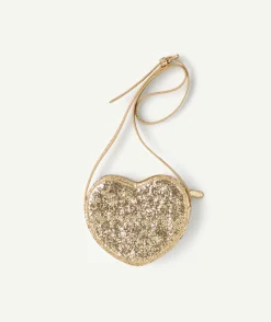 Sac cœur fille paillettes couleur dorée