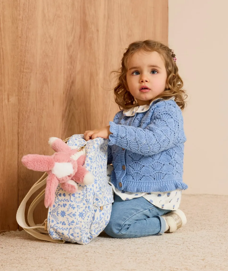 Sac à dos bébé fille imprimé floral bleu
