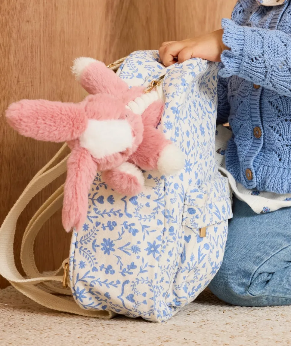 Sac à dos bébé fille imprimé floral bleu
