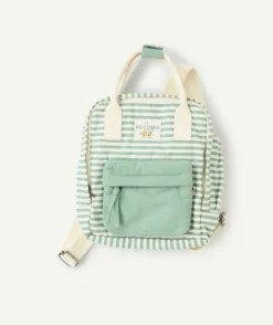 Sac à dos bébé garçon vert pastel rayé