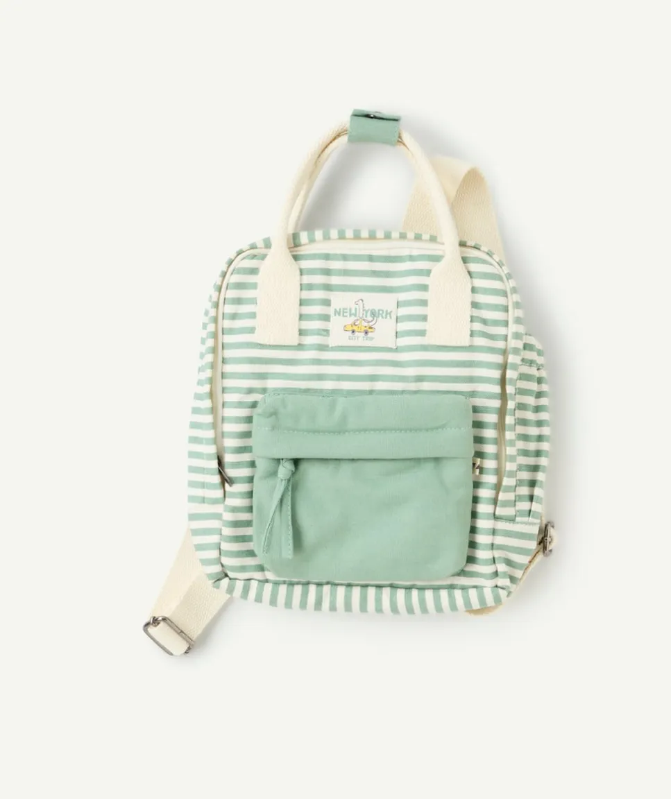 Sac à dos bébé garçon vert pastel rayé