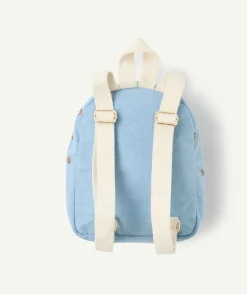 Sac à dos fille bleu et broderies florales