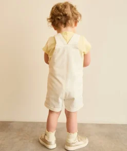 Salopette bébé fille écrue broderies colorées
