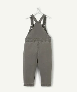 Salopette bébé fille en denim lower impact gris