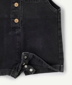 Salopette bébé fille en denim noir
