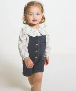 Salopette bébé fille en denim noir